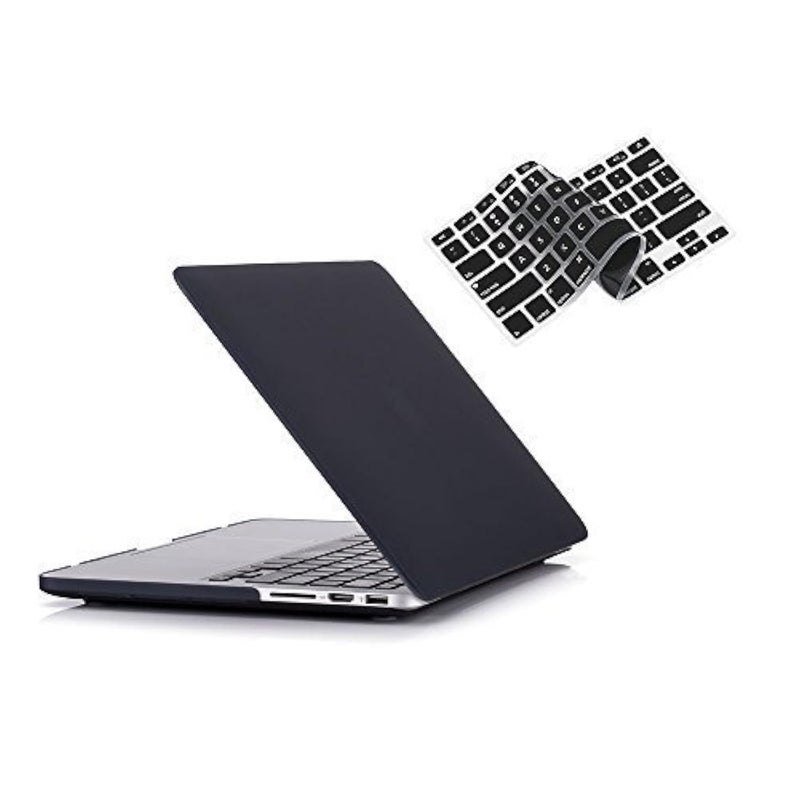 RUBAN Case For MacBook Retina Pro 15 inch A1398 (2015-2012) , Plastic Smooth Matte Hard Case Shell with TPU Keyboard Cover, Black - Image 1